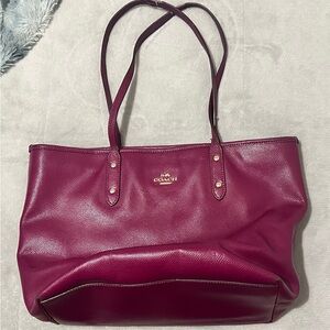 Coach Women's Deep Purple Leather Tote